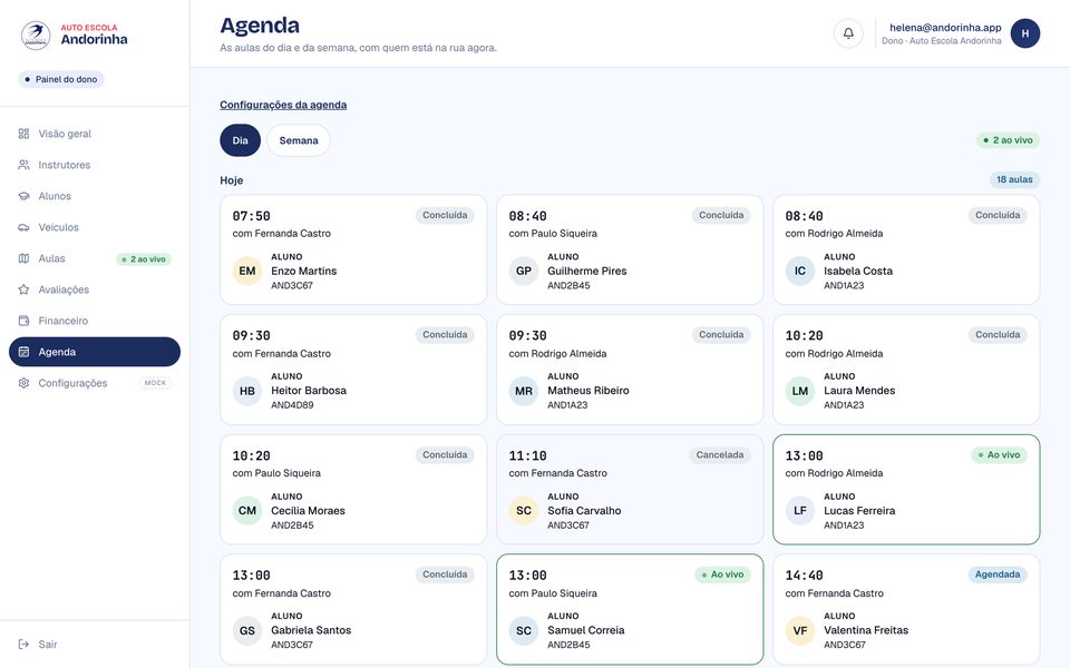 Agenda da Auto Escola Andorinha