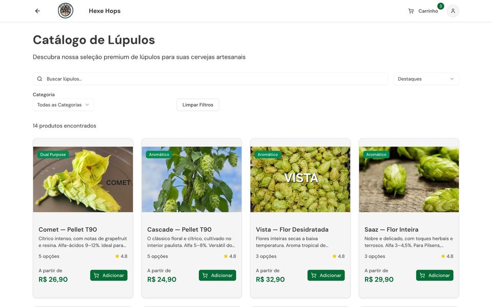 Catálogo da loja Hexe Hops