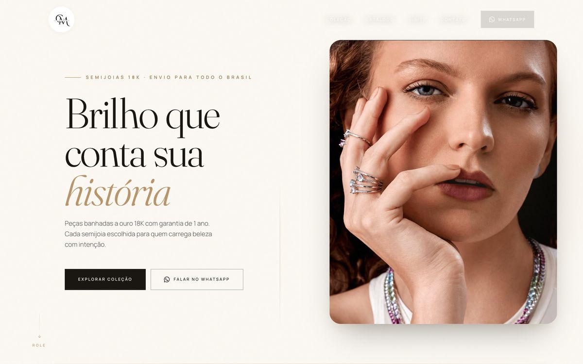 Primeira dobra do site Carmari Semijoias