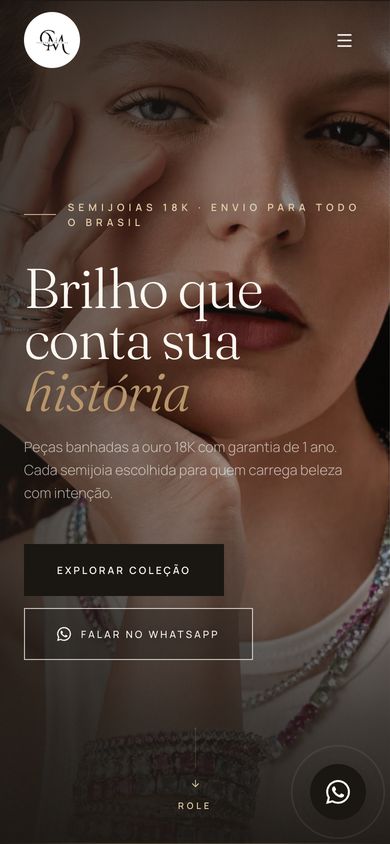 Versão de celular do site Carmari Semijoias