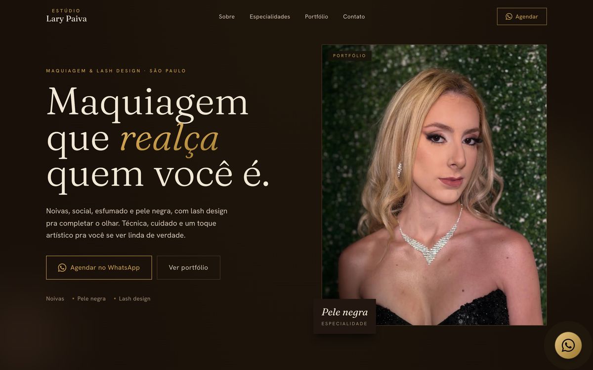 Primeira dobra do site Estúdio Lary Paiva
