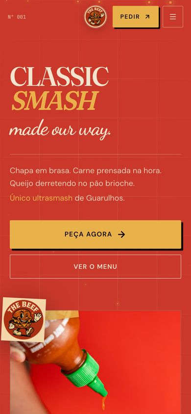 Versão de celular do site The Beef