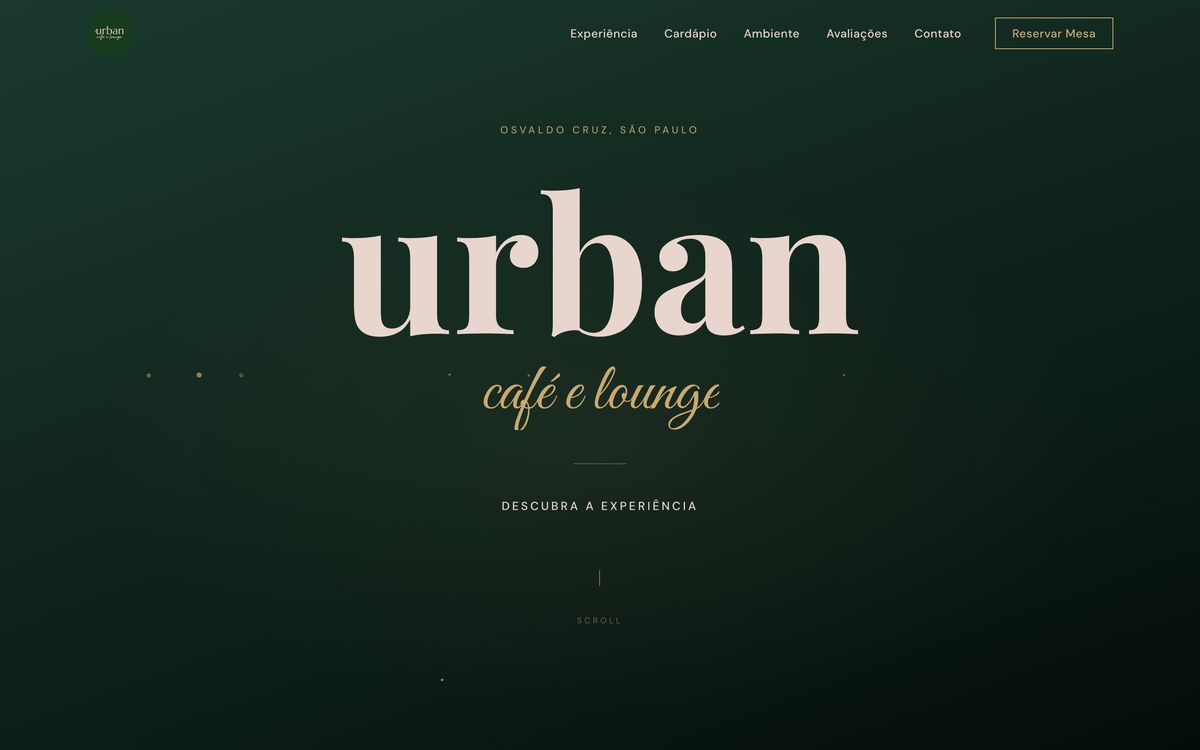Primeira dobra do site Urban Café & Lounge