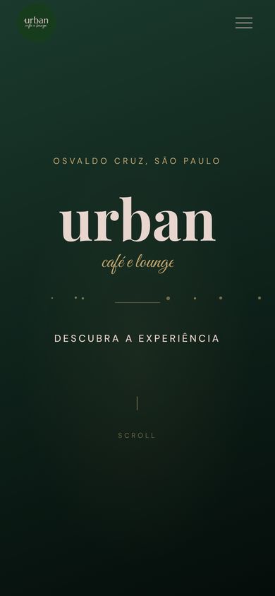 Versão de celular do site Urban Café & Lounge