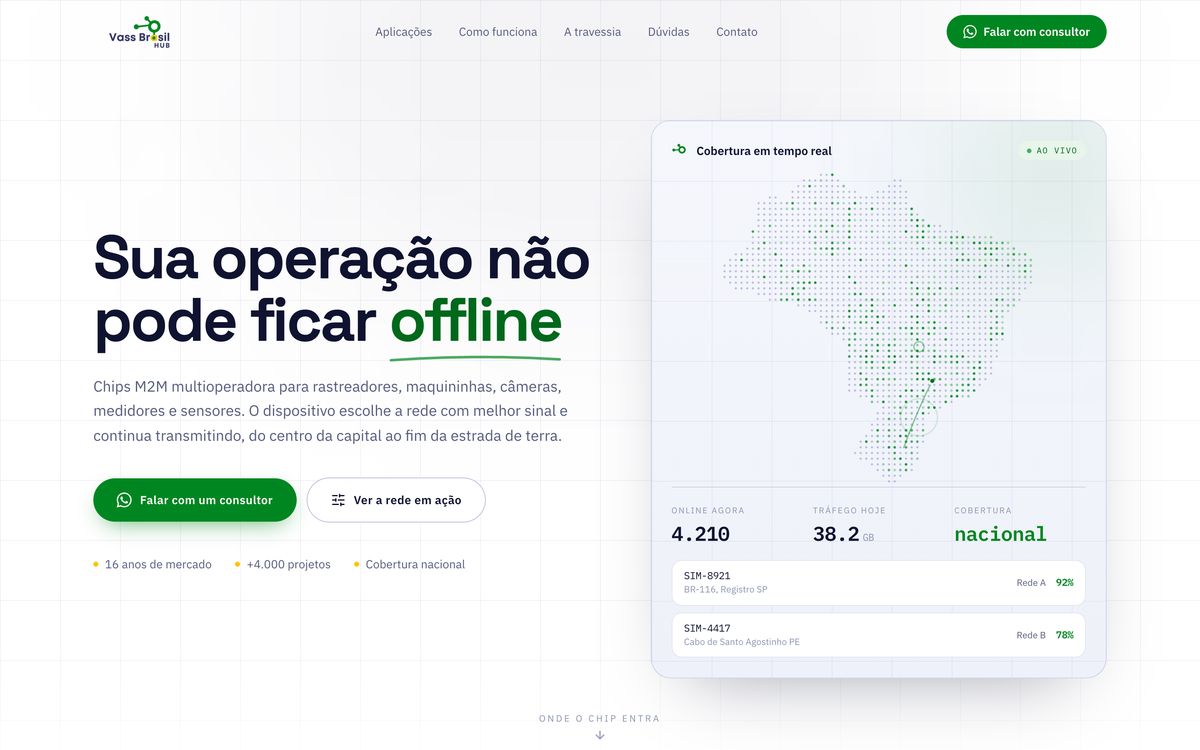 Primeira dobra do site Vass Brasil