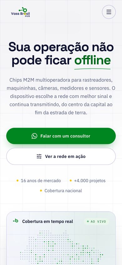 Versão de celular do site Vass Brasil